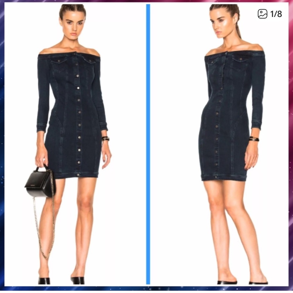 A.L.C. Mika Denim Jean Off Shoulder Mini Dress 2